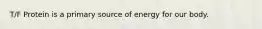 T/F Protein is a primary source of energy for our body.