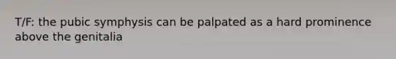 T/F: the pubic symphysis can be palpated as a hard prominence above the genitalia