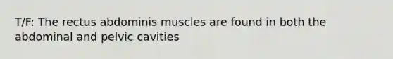 T/F: The rectus abdominis muscles are found in both the abdominal and pelvic cavities