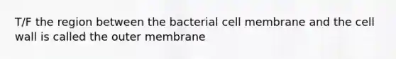 T/F the region between the bacterial cell membrane and the cell wall is called the outer membrane