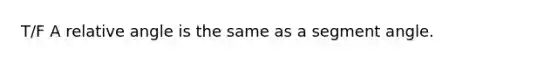 T/F A relative angle is the same as a segment angle.
