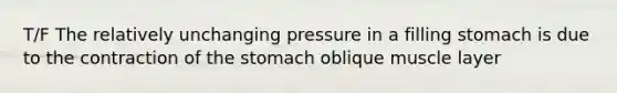 T/F The relatively unchanging pressure in a filling stomach is due to the contraction of <a href='https://www.questionai.com/knowledge/kLccSGjkt8-the-stomach' class='anchor-knowledge'>the stomach</a> oblique muscle layer