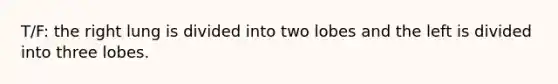 T/F: the right lung is divided into two lobes and the left is divided into three lobes.