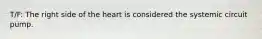 T/F: The right side of the heart is considered the systemic circuit pump.