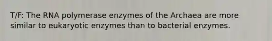 T/F: The RNA polymerase enzymes of the Archaea are more similar to eukaryotic enzymes than to bacterial enzymes.