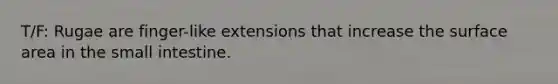 T/F: Rugae are finger-like extensions that increase the surface area in the small intestine.