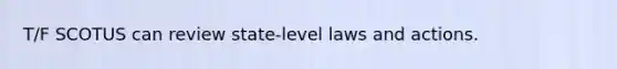 T/F SCOTUS can review state-level laws and actions.