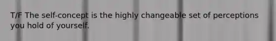 T/F The self-concept is the highly changeable set of perceptions you hold of yourself.