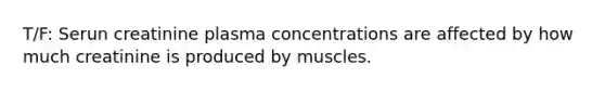 T/F: Serun creatinine plasma concentrations are affected by how much creatinine is produced by muscles.