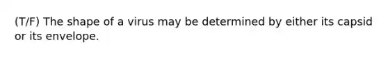 (T/F) The shape of a virus may be determined by either its capsid or its envelope.