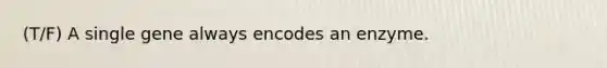 (T/F) A single gene always encodes an enzyme.