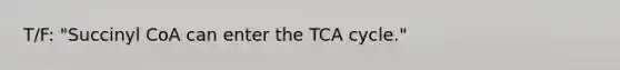 T/F: "Succinyl CoA can enter the TCA cycle."