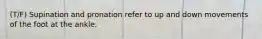 (T/F) Supination and pronation refer to up and down movements of the foot at the ankle.