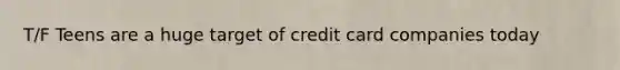 T/F Teens are a huge target of credit card companies today