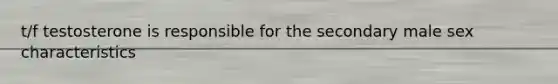 t/f testosterone is responsible for the secondary male sex characteristics