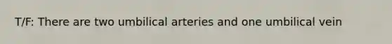 T/F: There are two umbilical arteries and one umbilical vein