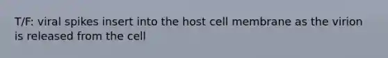 T/F: viral spikes insert into the host cell membrane as the virion is released from the cell