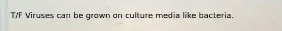 T/F Viruses can be grown on culture media like bacteria.