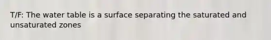 T/F: <a href='https://www.questionai.com/knowledge/kra6qgcwqy-the-water-table' class='anchor-knowledge'>the water table</a> is a surface separating the saturated and unsaturated zones