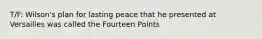 T/F: Wilson's plan for lasting peace that he presented at Versailles was called the Fourteen Points