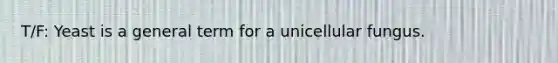 T/F: Yeast is a general term for a unicellular fungus.
