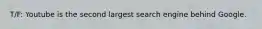 T/F: Youtube is the second largest search engine behind Google.