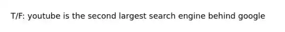 T/F: youtube is the second largest search engine behind google