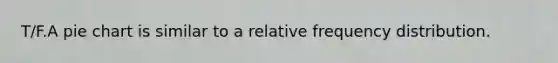 T/F.A pie chart is similar to a relative frequency distribution.