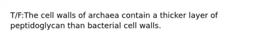 T/F:The cell walls of archaea contain a thicker layer of peptidoglycan than bacterial cell walls.