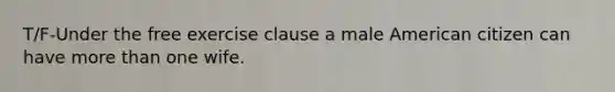 T/F-Under the free exercise clause a male American citizen can have <a href='https://www.questionai.com/knowledge/keWHlEPx42-more-than' class='anchor-knowledge'>more than</a> one wife.