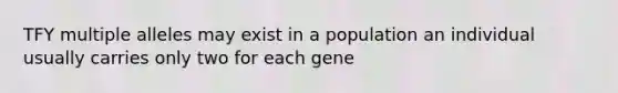 TFY multiple alleles may exist in a population an individual usually carries only two for each gene