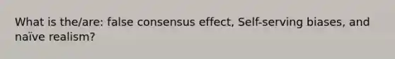 What is the/are: false consensus effect, Self-serving biases, and naïve realism?