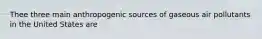 Thee three main anthropogenic sources of gaseous air pollutants in the United States are