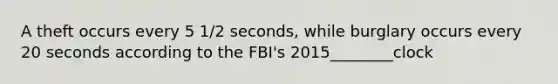 A theft occurs every 5 1/2 seconds, while burglary occurs every 20 seconds according to the FBI's 2015________clock