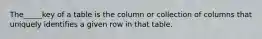 The_____key of a table is the column or collection of columns that uniquely identifies a given row in that table.