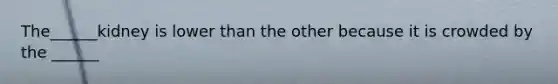 The______kidney is lower than the other because it is crowded by the ______