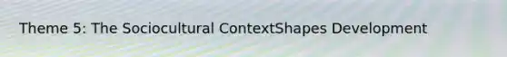 Theme 5: The Sociocultural ContextShapes Development