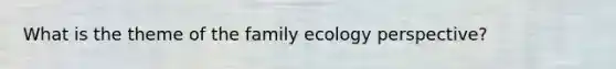 What is the theme of the family ecology perspective?