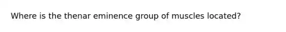 Where is the thenar eminence group of muscles located?