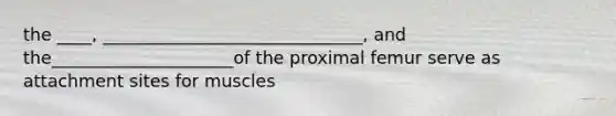 the ____, ______________________________, and the_____________________of the proximal femur serve as attachment sites for muscles