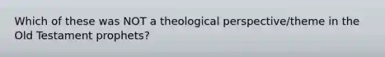 Which of these was NOT a theological perspective/theme in the Old Testament prophets?