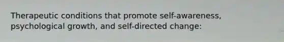 Therapeutic conditions that promote self-awareness, psychological growth, and self-directed change: