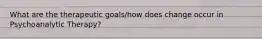 What are the therapeutic goals/how does change occur in Psychoanalytic Therapy?