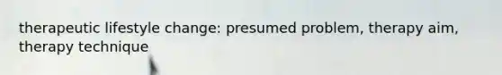 therapeutic lifestyle change: presumed problem, therapy aim, therapy technique