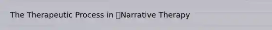 The Therapeutic Process in Narrative Therapy