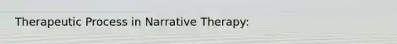 Therapeutic Process in Narrative Therapy: