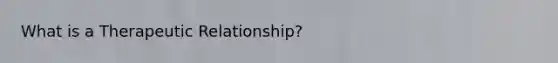 What is a Therapeutic Relationship?