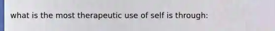 what is the most therapeutic use of self is through: