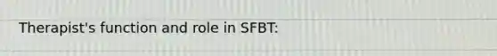 Therapist's function and role in SFBT: