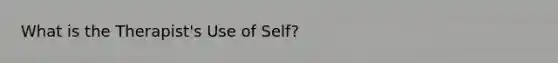 What is the Therapist's Use of Self?